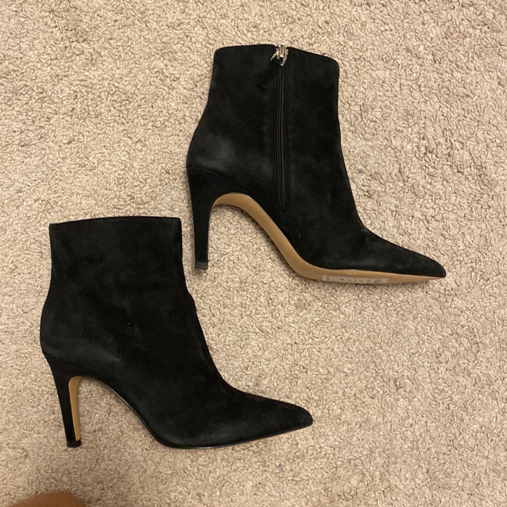 Leith black suede booties/ heeled boots